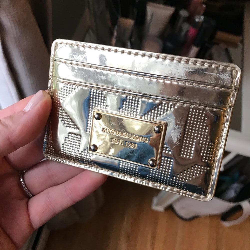 MK Gold Patent Leather Card Holder